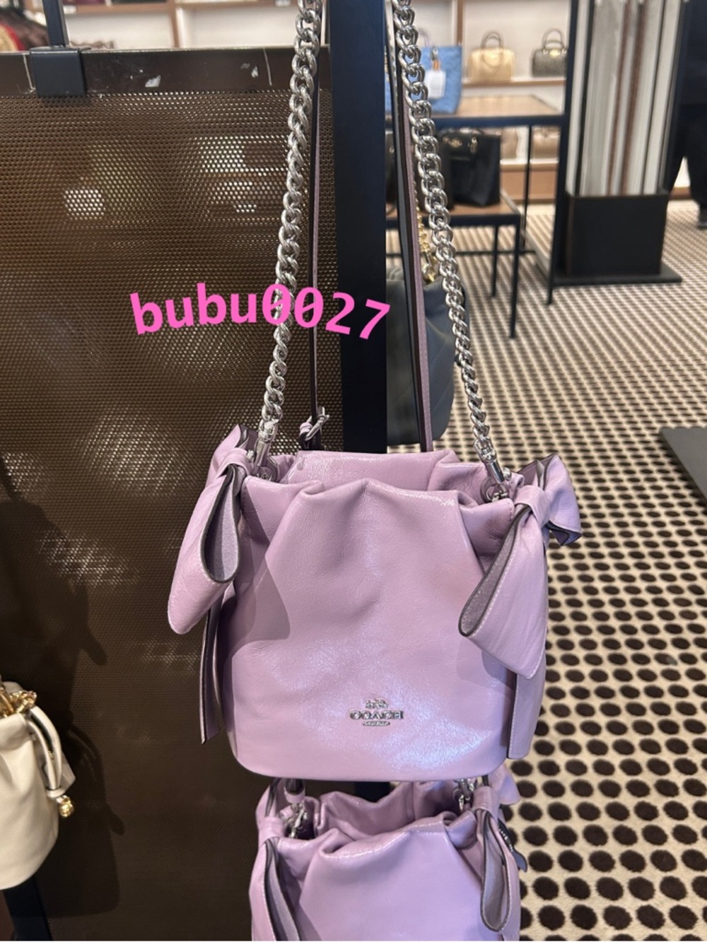 NWT🎀Coach Faye Mini Drawstring Bag
With Bows Light Amethyst Purple Chain CEL03 - Picture 3 of 8